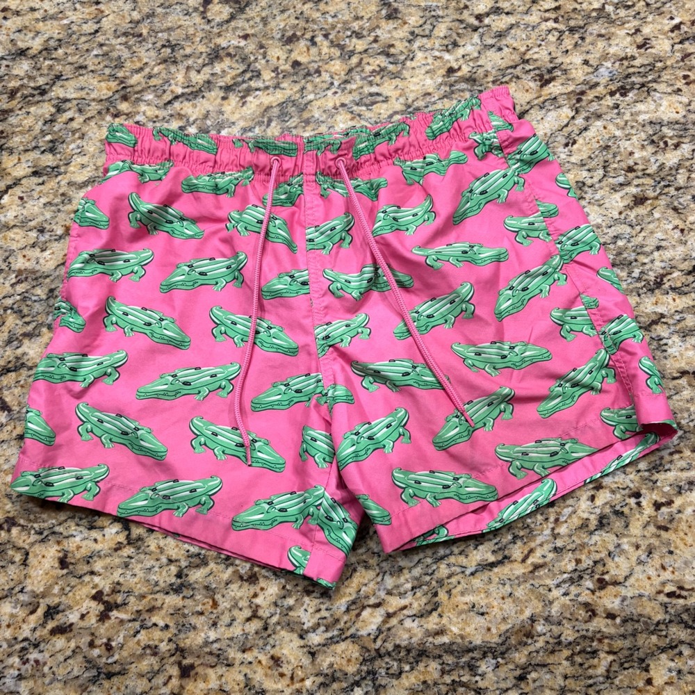 HM Mens Pink Alligator Pool Float Print Swim Trunks Shorts Size Medium
